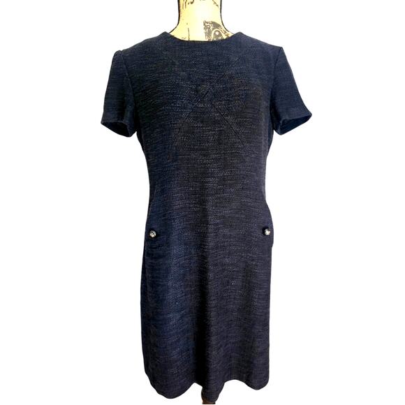 Tory Burch Tweed Dress, Sz 8, Black Gray, Short Sleeve, Fully lined, - Picture 1 of 7